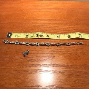 Silver marcasite bracelet and earrings set